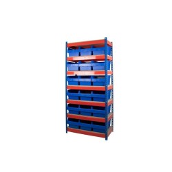 600 Rivet Shelving Bay With 280mm Wide Shelf Bins