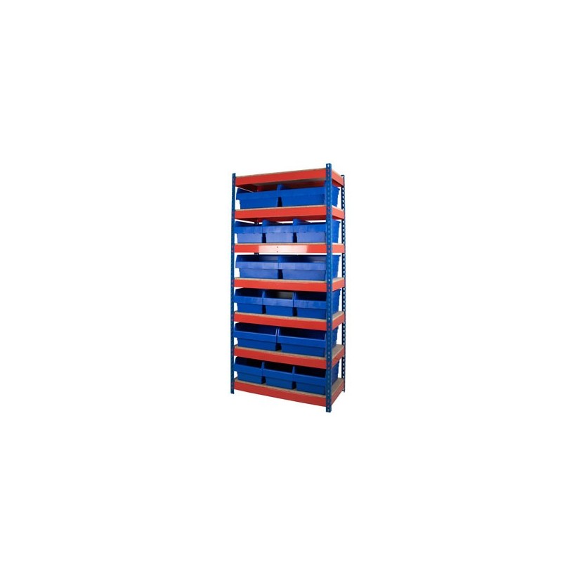 600 Rivet Racking Bay With Mixed 280 & 420mm Wide Shelf Bins
