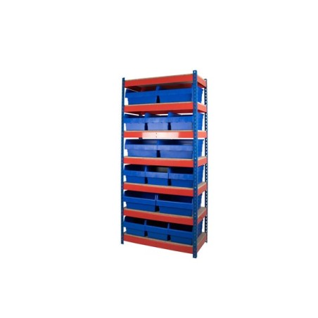 600 Rivet Racking Bay With Mixed 280 & 420mm Wide Shelf Bins