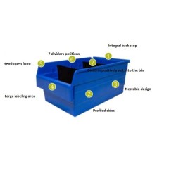 600 Rivet Shelving Bay With 280mm Wide Shelf Bins