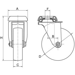 Swivel Bolt Hole Unbraked Castor - 100mm
